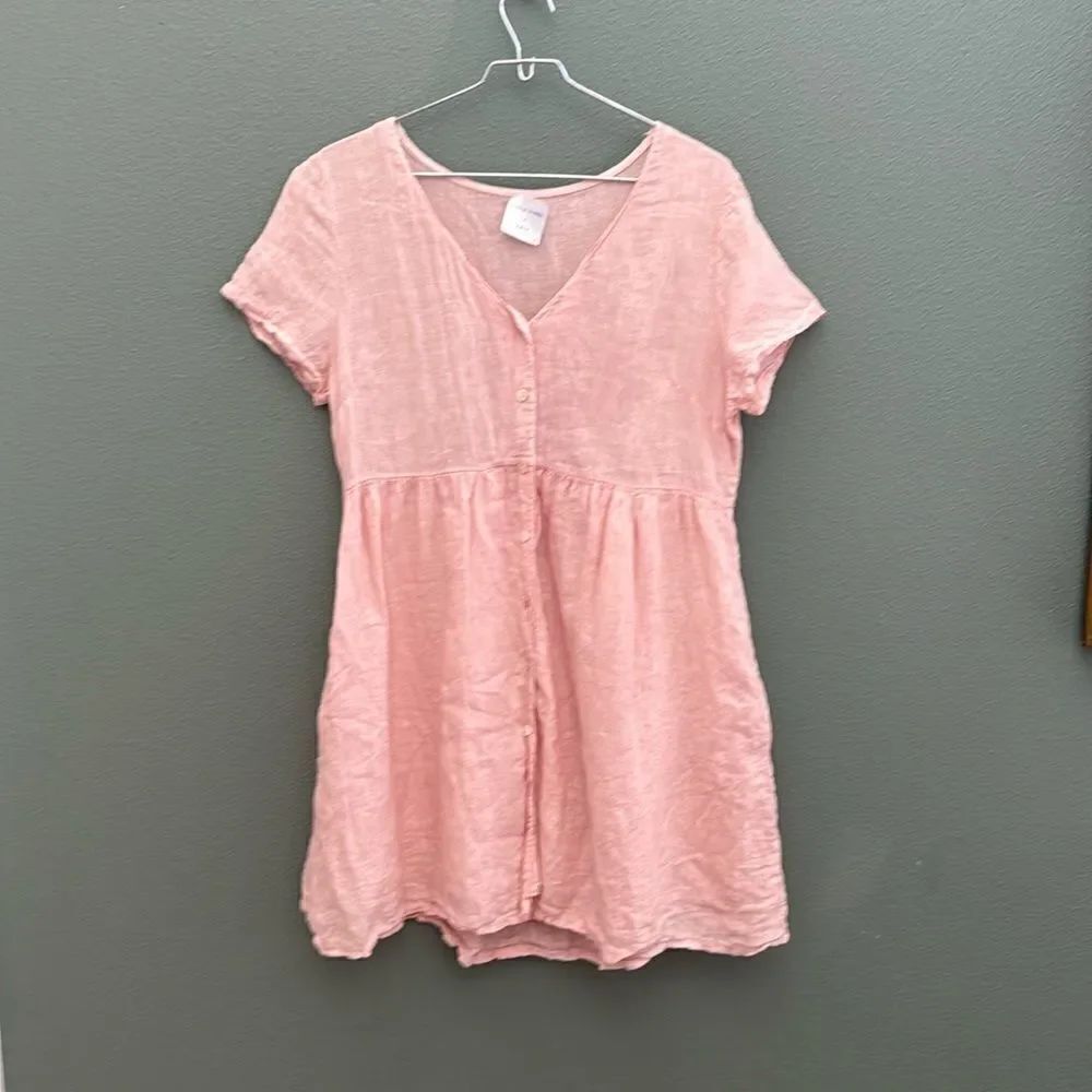 PRIV x Jillian Harris Hampton Linen Dress In Light Pink Size Small